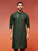 Men's Green Festive Ethnic Full Sleeves Kurta
