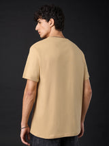 Men's Beige Casual  Half Sleeves Tshirt