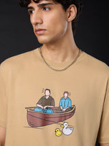 Men's Beige Casual  Half Sleeves Tshirt