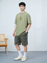 Men's Green Casual  Half Sleeves Tshirt
