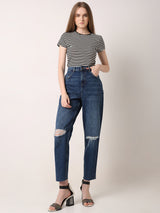 Women's Blue High Rise Ripped Jeans
