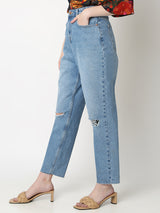 Women's Blue High Rise Ripped Jeans