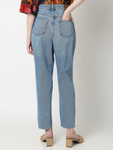 Women's Blue High Rise Ripped Jeans