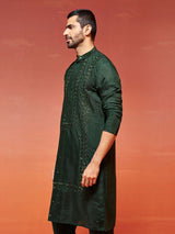 Men's Green Festive Ethnic Full Sleeves Kurta