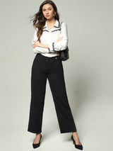 Women's Black High Rise Straight Fit Pants
