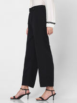 Women's Black High Rise Straight Fit Pants