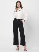 Women's Black High Rise Straight Fit Pants
