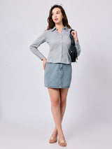 Women's Grey Cropped Fitted Shirt