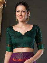 Women's Aura Silk Magenta Woven Design Designer Saree With Blouse Piece
