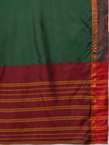 Women's Aura Silk Green Woven Design Designer Saree With Blouse Piece