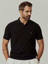Men's Black Casual Regular Fit Printed Half Sleeves Polo Tshirt