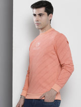 Men's Pink Casual Round Neck Printed Full Sleeves Sweatshirt