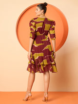 Women's Embellished Women Printed A-Line Midi Dress