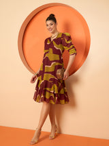 Women's Embellished Women Printed A-Line Midi Dress