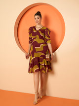 Women's Embellished Women Printed A-Line Midi Dress