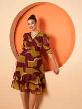 Women's Embellished Women Printed A-Line Midi Dress