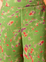 Women's Embellished and Printed Round Neck Three Fourth Sleeve Tunic with Trouser Co-Ords