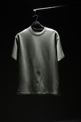 Unisex Green Casual Oversized Fit Solid Half Sleeves Tshirt