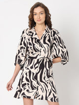 Women's Black Printed Mini Dress
