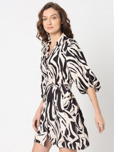 Women's Black Printed Mini Dress