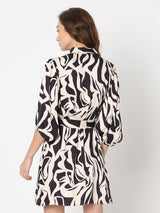 Women's Black Printed Mini Dress