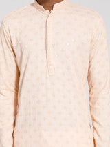 Men's Peach Traditional Ethnic Full Sleeves Kurta