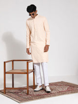 Men's Peach Traditional Ethnic Full Sleeves Kurta