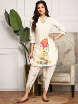 Women's Off White Cotton Kurta Set without Dupatta