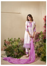 Women's Purple Fusion Regular Fit Printed Three Quarter Sleeves Kurtas Sets