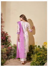 Women's Purple Fusion Regular Fit Printed Three Quarter Sleeves Kurtas Sets