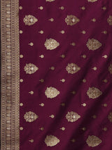 Women's Silk Blend Purple Woven Design Designer Saree with Blouse Piece