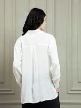 Women's White Casual Solid Regular Fit Full Sleeves Shirt