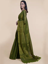 Women's Green Cotton Saree