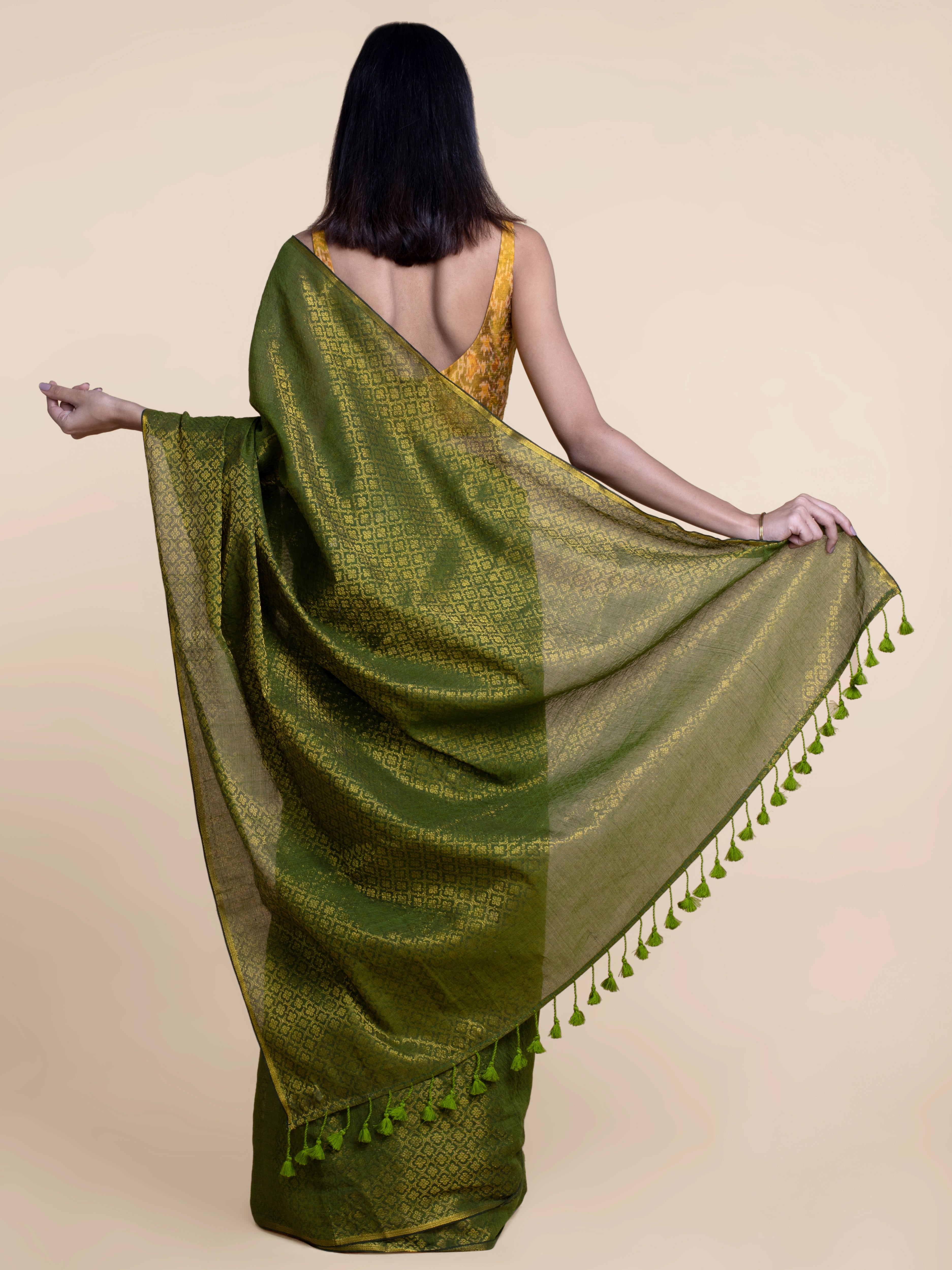 Women's Green Cotton Saree