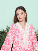Women's Pink Ethnic Three Quarter Sleeves Kurta Set