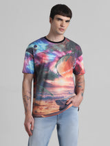 Men's Multicolor Casual Drop Shoulder Boxy Fit Half Sleeves Tshirt