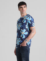Men's Navy Casual Regular Fit Half Sleeves Tshirt