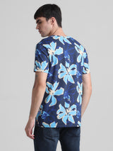 Men's Navy Casual Regular Fit Half Sleeves Tshirt