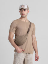 Men's Brown Casual Slim Fit Half Sleeves Tshirt