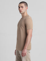 Men's Brown Casual Slim Fit Half Sleeves Tshirt