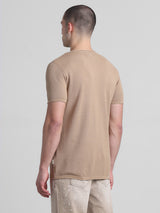 Men's Brown Casual Slim Fit Half Sleeves Tshirt