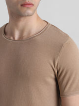Men's Brown Casual Slim Fit Half Sleeves Tshirt