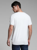 Men's White Casual Slim Fit Solid  Tshirt