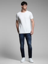 Men's White Casual Slim Fit Solid  Tshirt