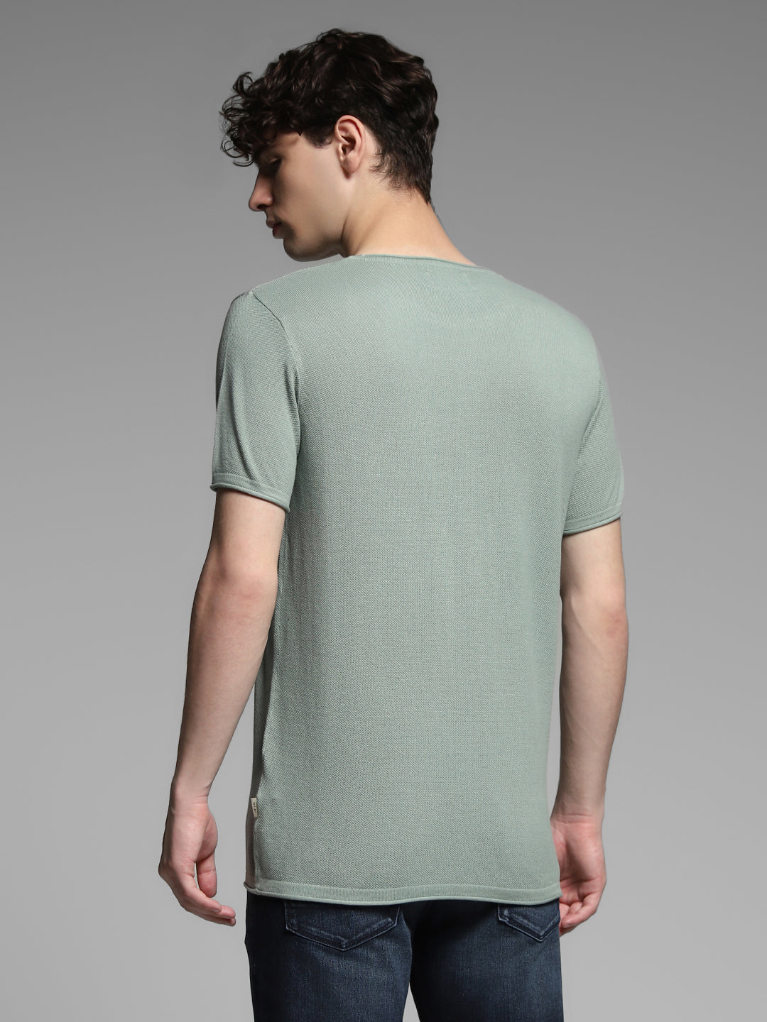 Men's Green Casual Slim Fit Solid  Tshirt