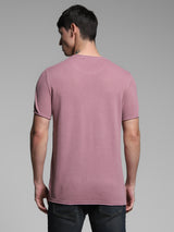 Men's Purple Casual Slim Fit Solid  Tshirt