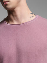 Men's Purple Casual Slim Fit Solid  Tshirt