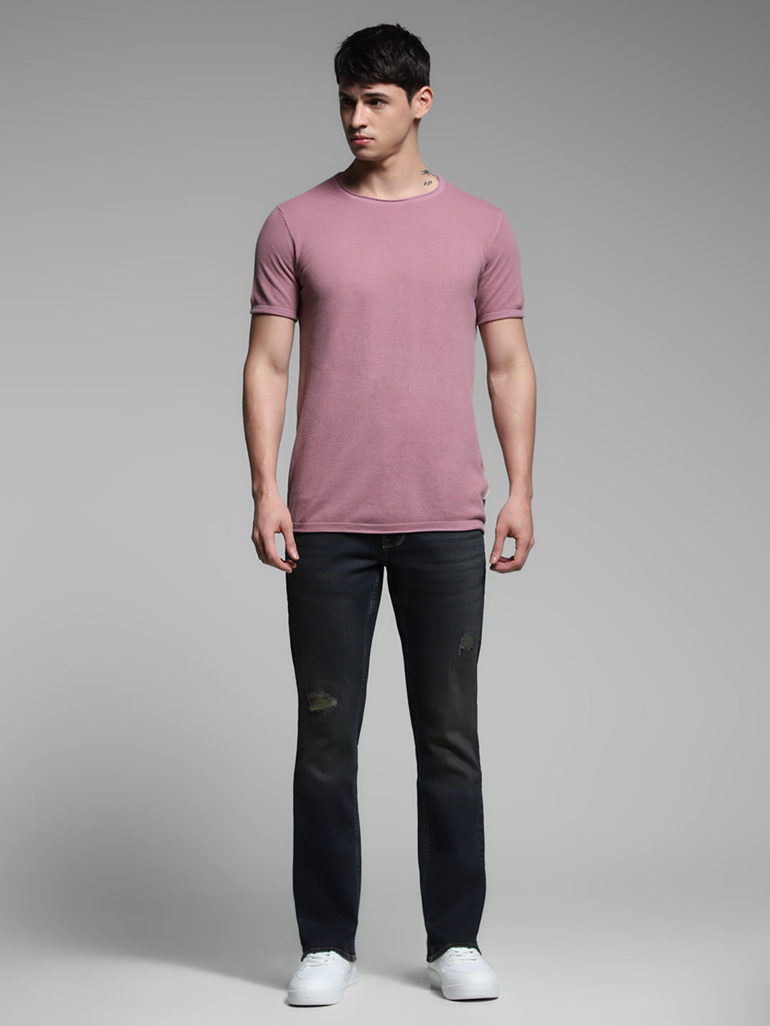 Men's Purple Casual Slim Fit Solid  Tshirt