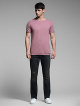 Men's Purple Casual Slim Fit Solid  Tshirt