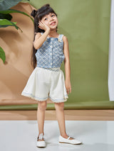 Girls Mid Thigh Length Casual Shorts Set